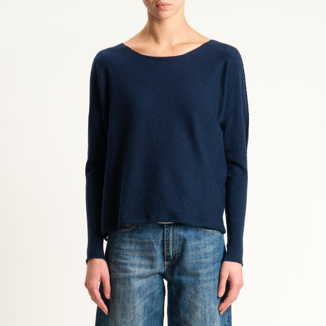 Zeroassoluto-Maglia girocollo spacchi laterali - blu