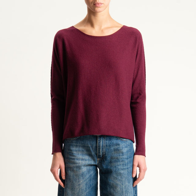 Zeroassoluto-Maglia girocollo spacchi laterali - Bordeaux