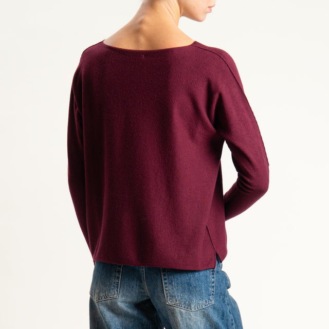 Zeroassoluto-Maglia girocollo spacchi laterali - Bordeaux