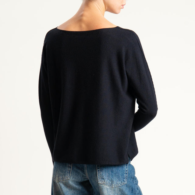 Zeroassoluto-Maglia girocollo spacchi laterali - nero