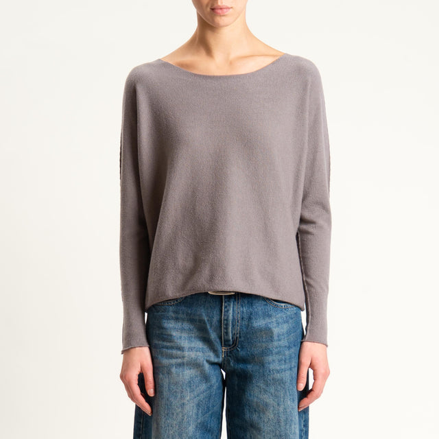 Zeroassoluto-Maglia girocollo spacchi laterali - taupe