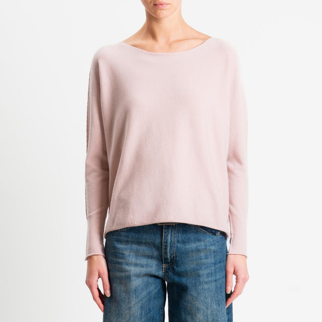 Zeroassoluto-Maglia girocollo spacchi laterali - cipria