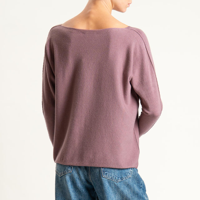 Zeroassoluto-Maglia girocollo spacchi laterali - mauve