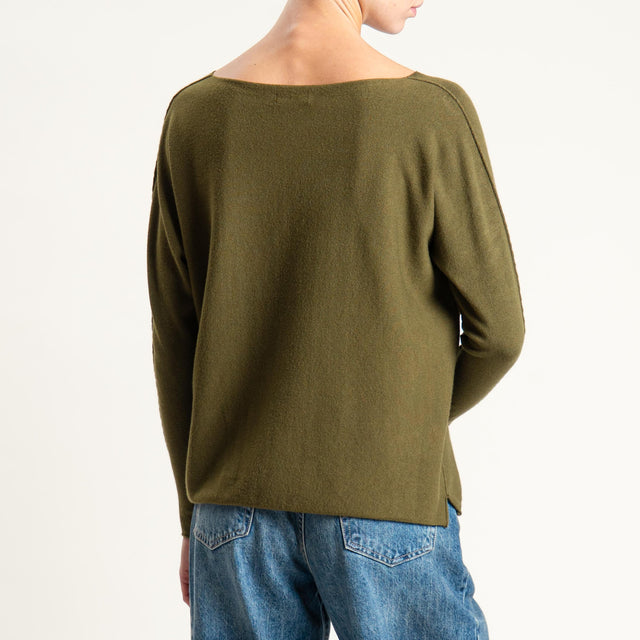 Zeroassoluto-Maglia girocollo spacchi laterali - olio