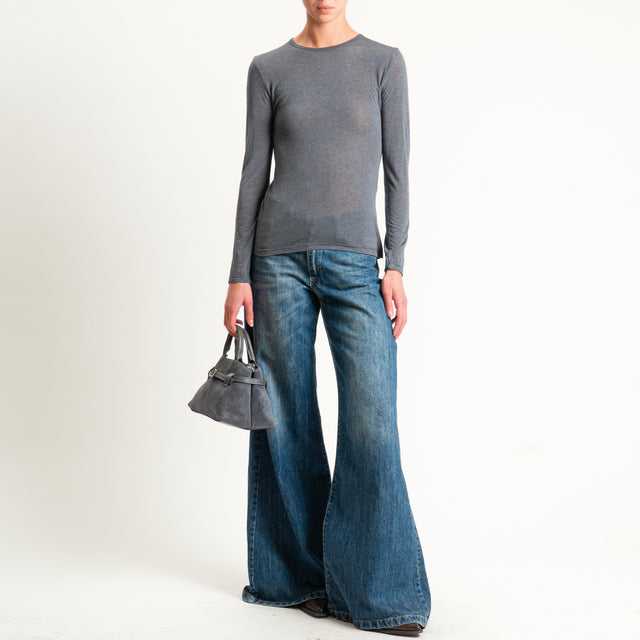 Zeroassoluto-T-shirt sottile girocollo MISTO CASHMERE - antracite