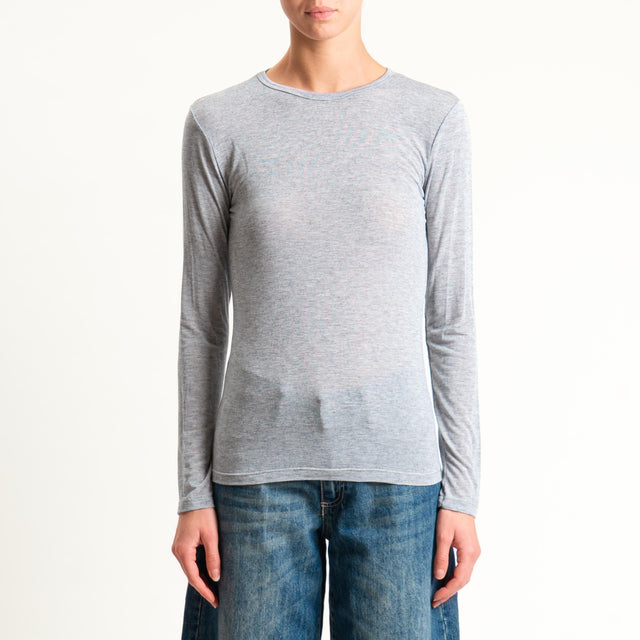 Zeroassoluto-T-shirt sottile girocollo MISTO CASHMERE - grigio melange