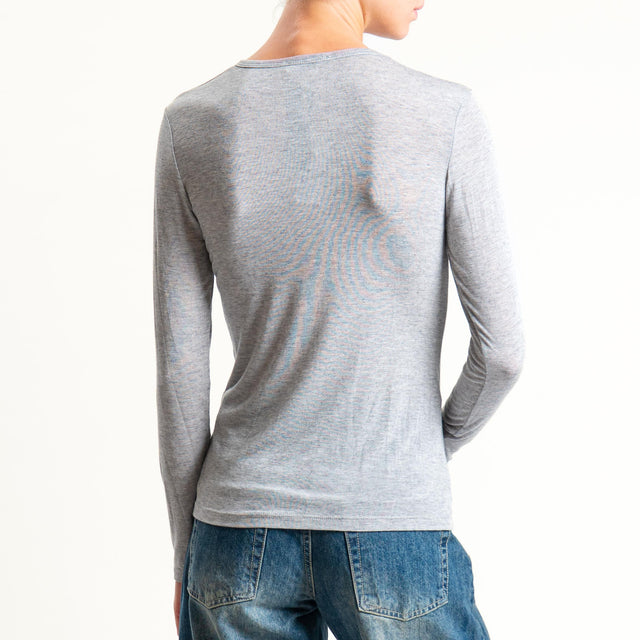 Zeroassoluto-T-shirt sottile girocollo MISTO CASHMERE - grigio melange
