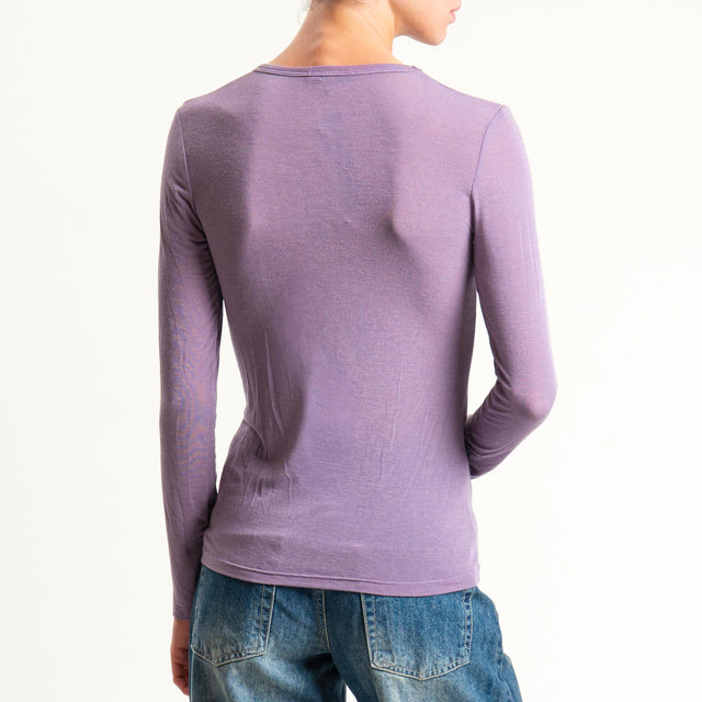 Zeroassoluto-T-shirt sottile girocollo MISTO CASHMERE - mauve