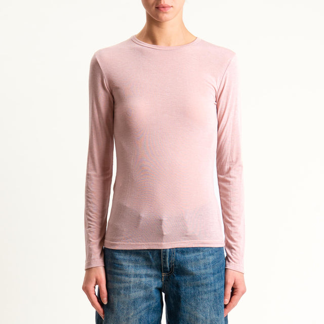 Zeroassoluto-T-shirt sottile girocollo MISTO CASHMERE - rosa