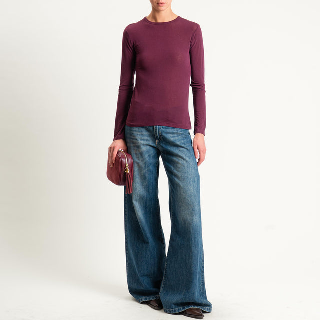 Zeroassoluto-T-shirt sottile girocollo MISTO CASHMERE - vino