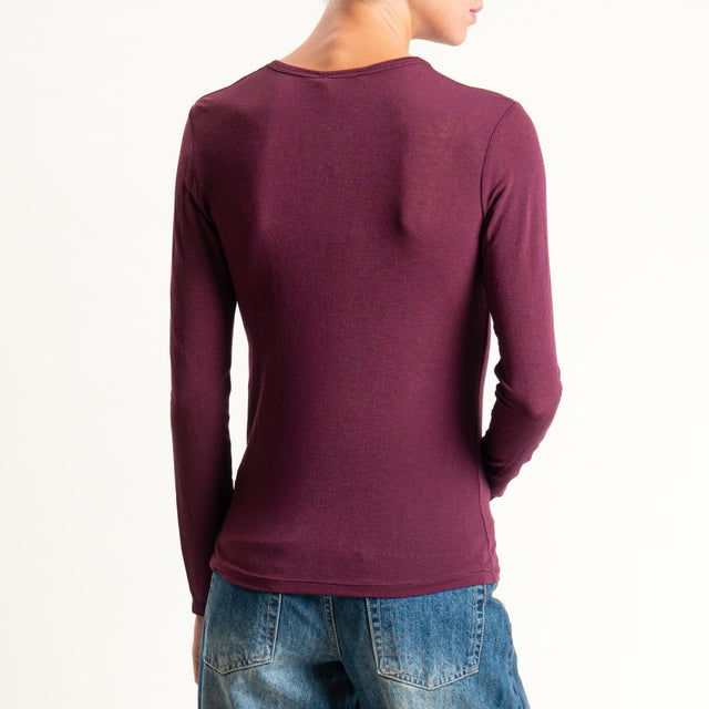 Zeroassoluto-T-shirt sottile girocollo MISTO CASHMERE - vino