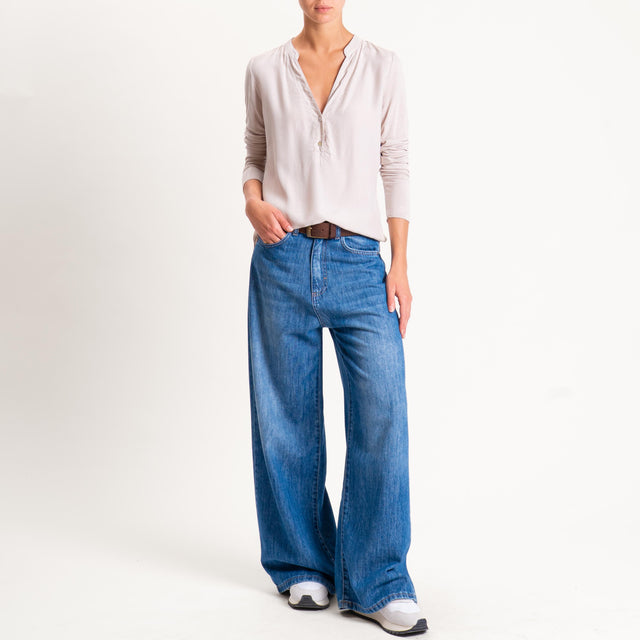Zeroassoluto-Camicia chester doppio tessuto - beige
