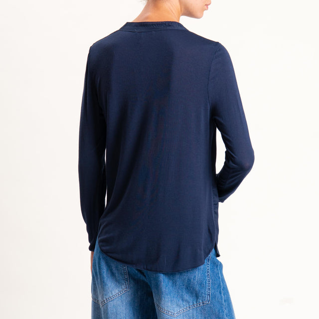 Zeroassoluto-Camicia chester doppio tessuto - blu