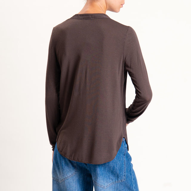 Zeroassoluto-Camicia chester doppio tessuto - cocoa