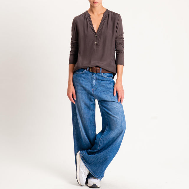 Zeroassoluto-Camicia chester doppio tessuto - cocoa