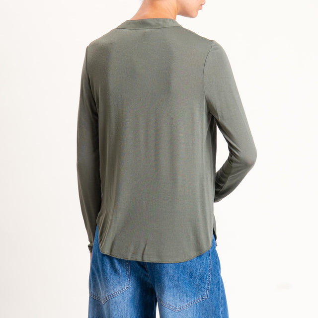 Zeroassoluto-Camicia chester doppio tessuto - militare