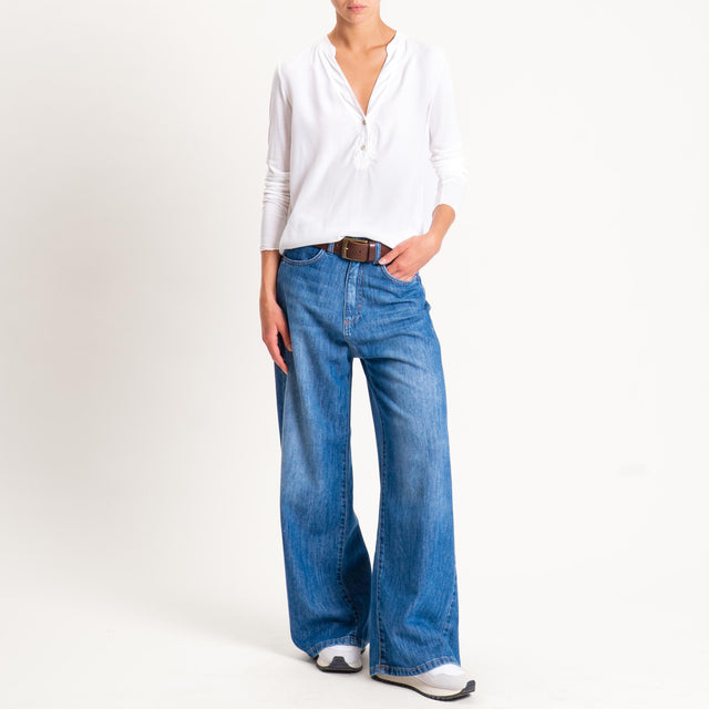 Zeroassoluto-Camicia chester doppio tessuto - panna
