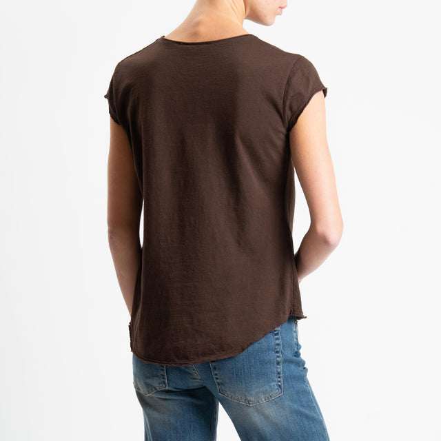 Camiseta Zeroassoluto de media manga con corte sin rematar - marrón oscuro