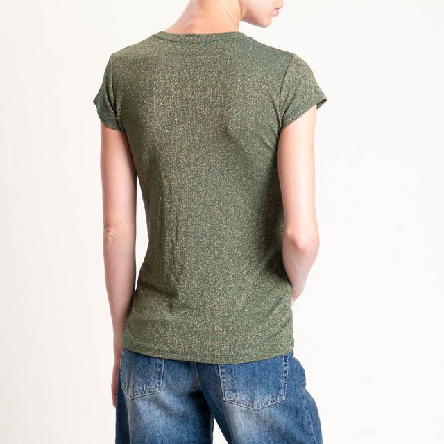 Zeroassoluto-T-shirt lurex a costine - verde bottiglia
