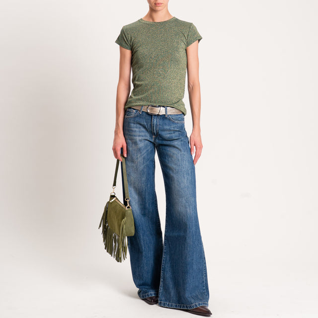 Zeroassoluto-T-shirt lurex a costine - verde bottiglia