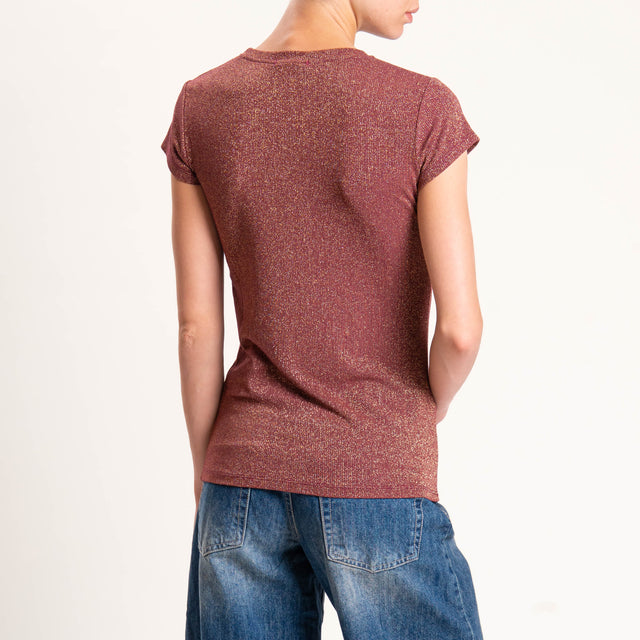 Zeroassoluto-T-shirt lurex a costine - vino