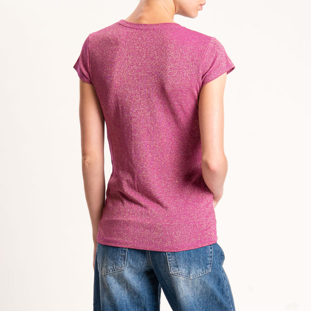 Zeroassoluto-T-shirt lurex a costine - ametista