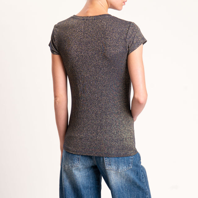 Zeroassoluto-T-shirt lurex a costine - blu