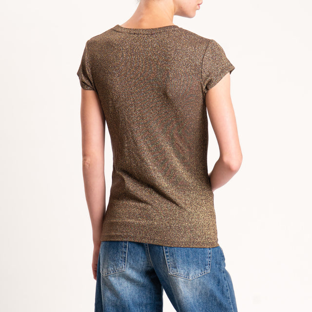 Zeroassoluto-T-shirt lurex a costine - moro