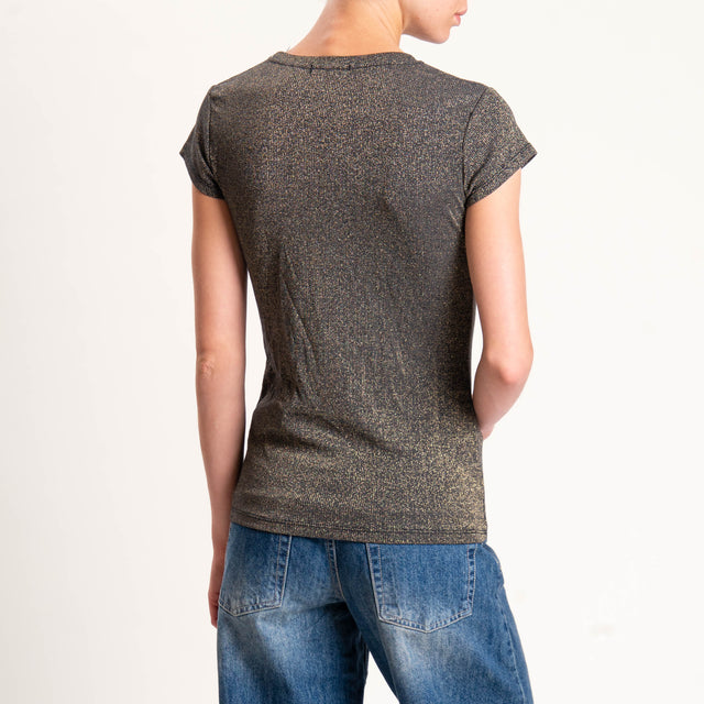 Zeroassoluto-T-shirt lurex a costine - nero