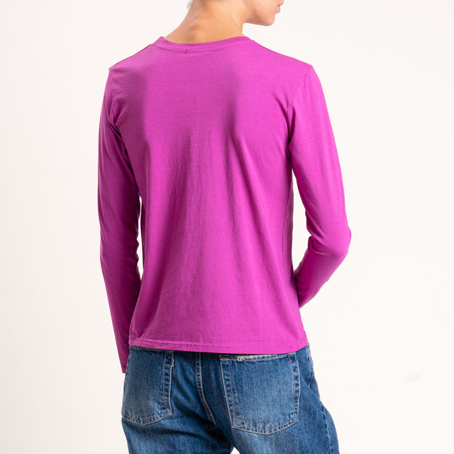 Zeroassoluto-T-shirt girocollo stretto cotone elasticizzato - ametista