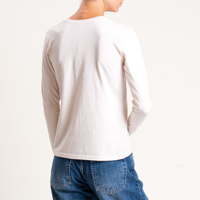 Zeroassoluto-T-shirt girocollo stretto cotone elasticizzato - burro