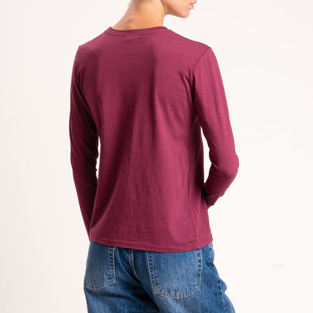 Zeroassoluto-T-shirt girocollo stretto cotone elasticizzato - vino