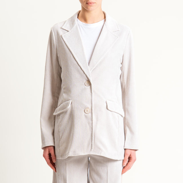 Zeroassoluto-Giacca ANGY velluto 500 righe tessuto elasticizzato - gesso