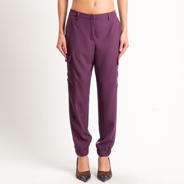 Zeroassoluto-Pantalone BEAUTY cargo tessuto fluido - barolo