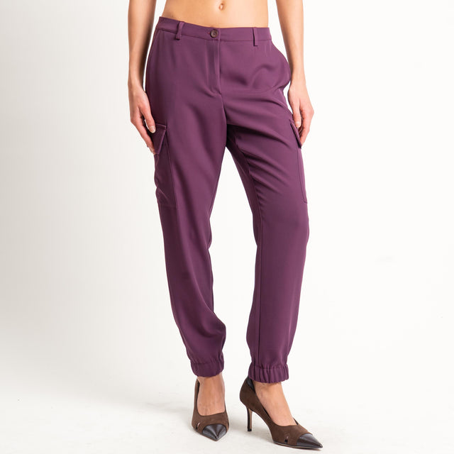 Zeroassoluto-Pantalone BEAUTY cargo tessuto fluido - barolo