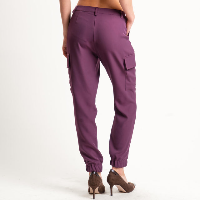 Zeroassoluto-Pantalone BEAUTY cargo tessuto fluido - barolo