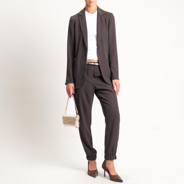 Zeroassoluto-Pantalone BEAUTY cargo tessuto fluido - moro
