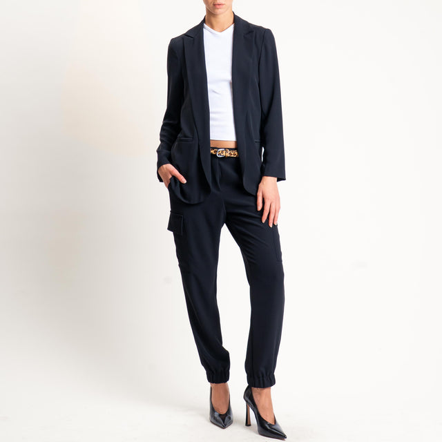 Zeroassoluto-Pantalone BEAUTY cargo tessuto fluido - nero