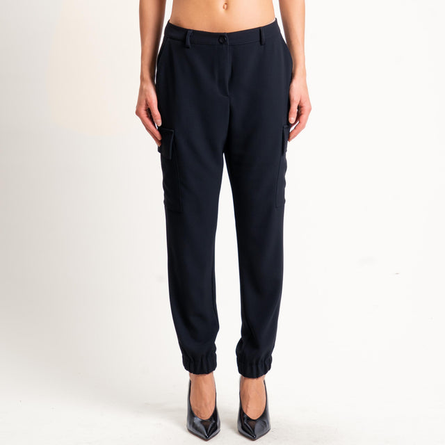Zeroassoluto-Pantalone BEAUTY cargo tessuto fluido - nero