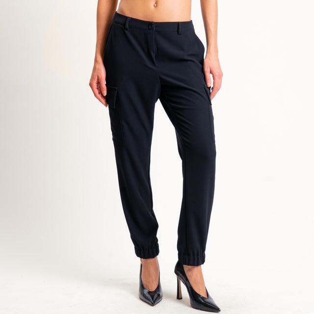 Zeroassoluto-Pantalone BEAUTY cargo tessuto fluido - nero