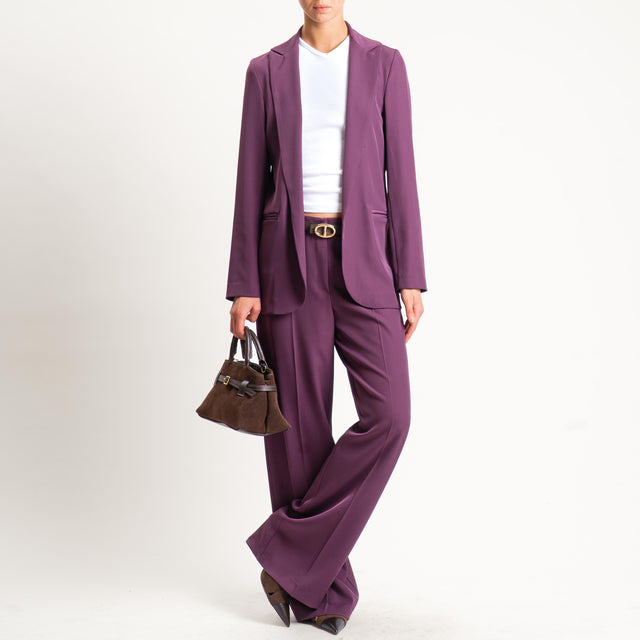 Zeroassoluto-Pantalone BERYL palazzo tessuto fluido - barolo