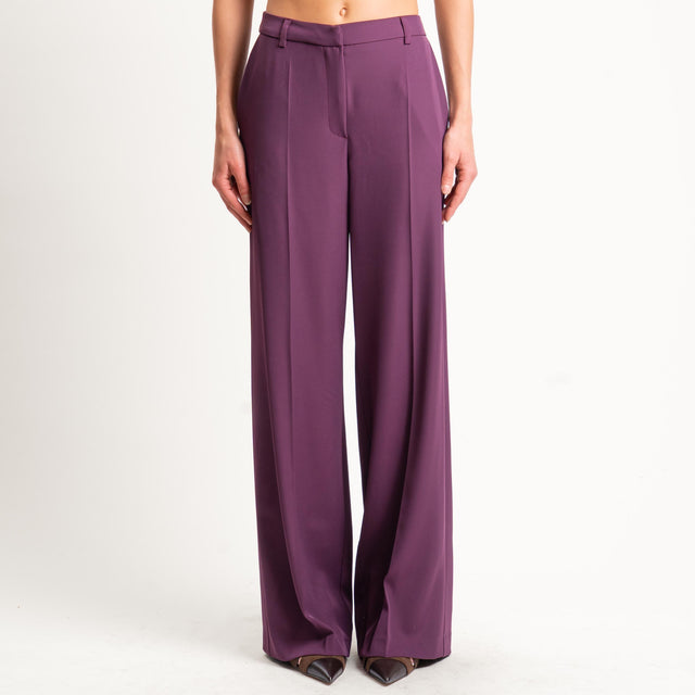 Zeroassoluto-Pantalone BERYL palazzo tessuto fluido - barolo
