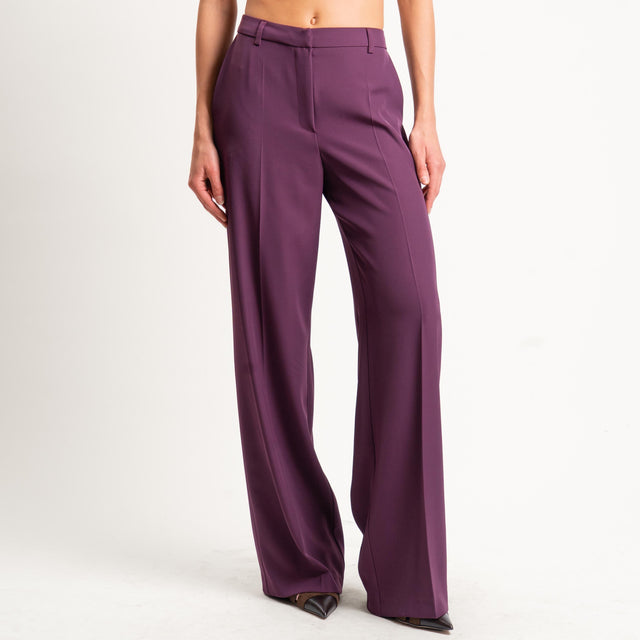 Zeroassoluto-Pantalone BERYL palazzo tessuto fluido - barolo