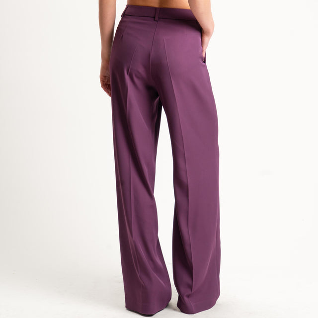 Zeroassoluto-Pantalone BERYL palazzo tessuto fluido - barolo