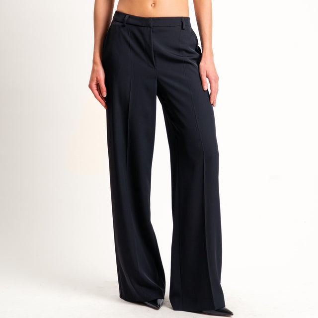 Zeroassoluto-Pantalone BERYL palazzo tessuto fluido - nero