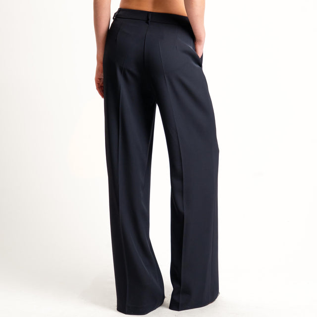 Zeroassoluto-Pantalone BERYL palazzo tessuto fluido - nero
