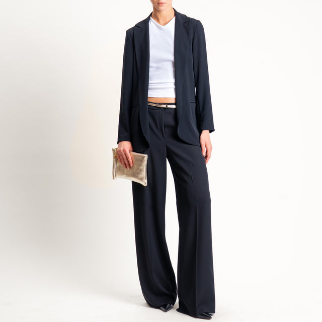 Zeroassoluto-Pantalone BERYL palazzo tessuto fluido - nero