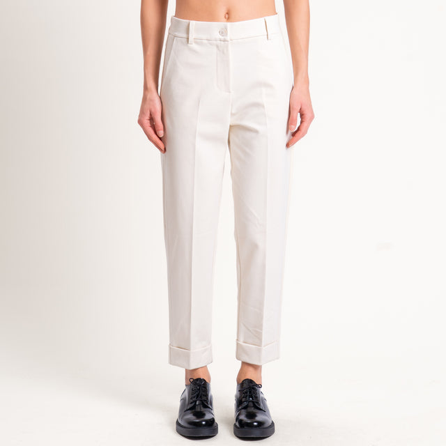 Zeroassoluto-Pantalone BETTY punto milano elastico - gesso