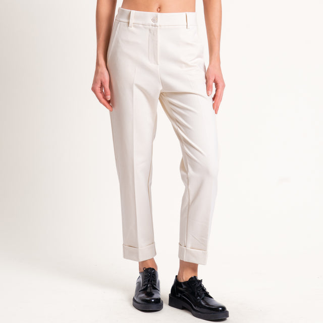 Zeroassoluto-Pantalone BETTY punto milano elastico - gesso