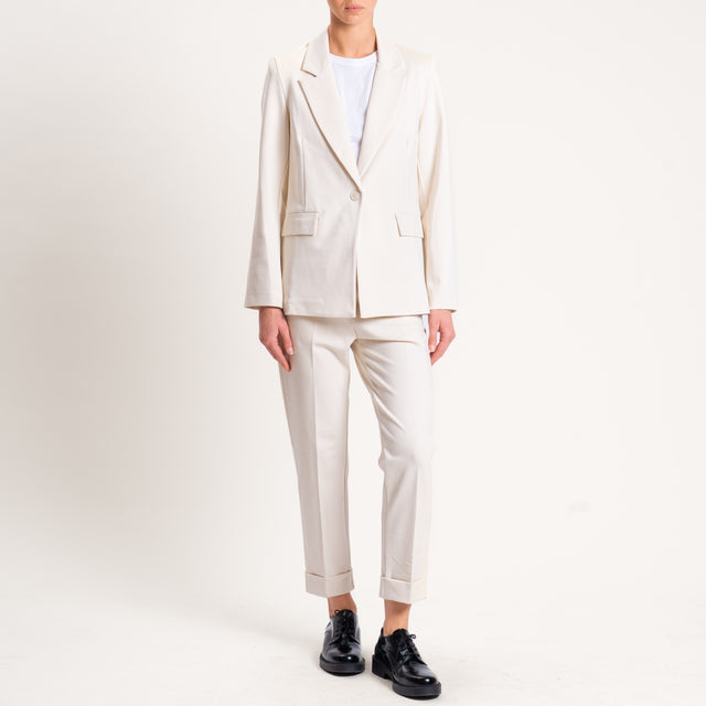 Zeroassoluto-Pantalone BETTY punto milano elastico - gesso